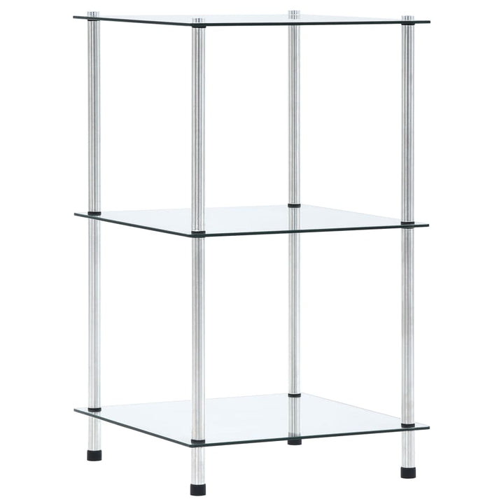 reol 3 hylder 40x40x67 cm hærdet glas transparent