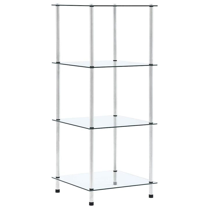 reol 4 hylder 40x40x100 cm hærdet glas transparent