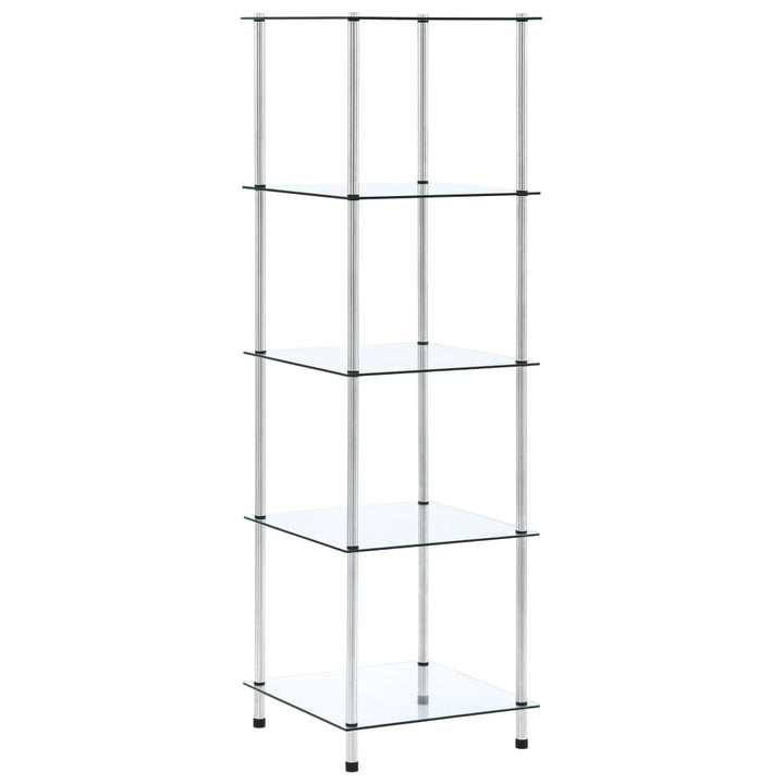 reol 5 hylder 40x40x130 cm hærdet glas transparent