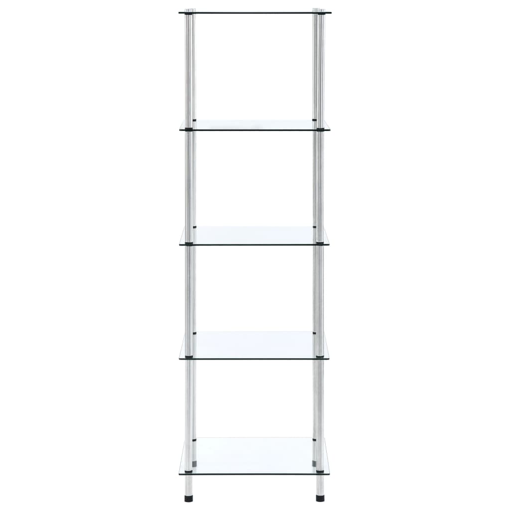 reol 5 hylder 40x40x130 cm hærdet glas transparent