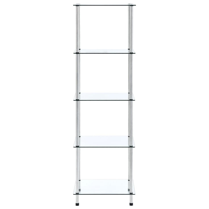 reol 5 hylder 40x40x130 cm hærdet glas transparent