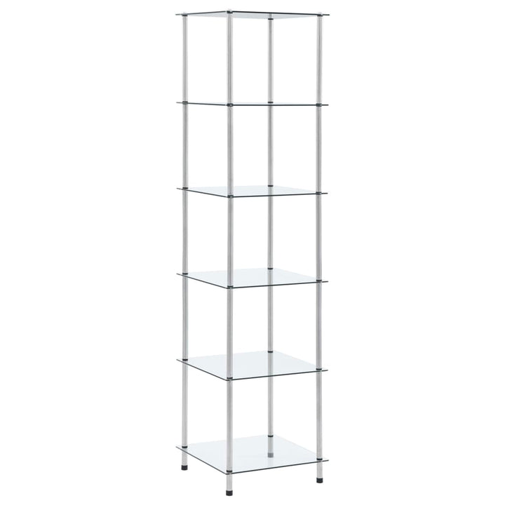 reol 6 hylder 40x40x160 cm hærdet glas transparent