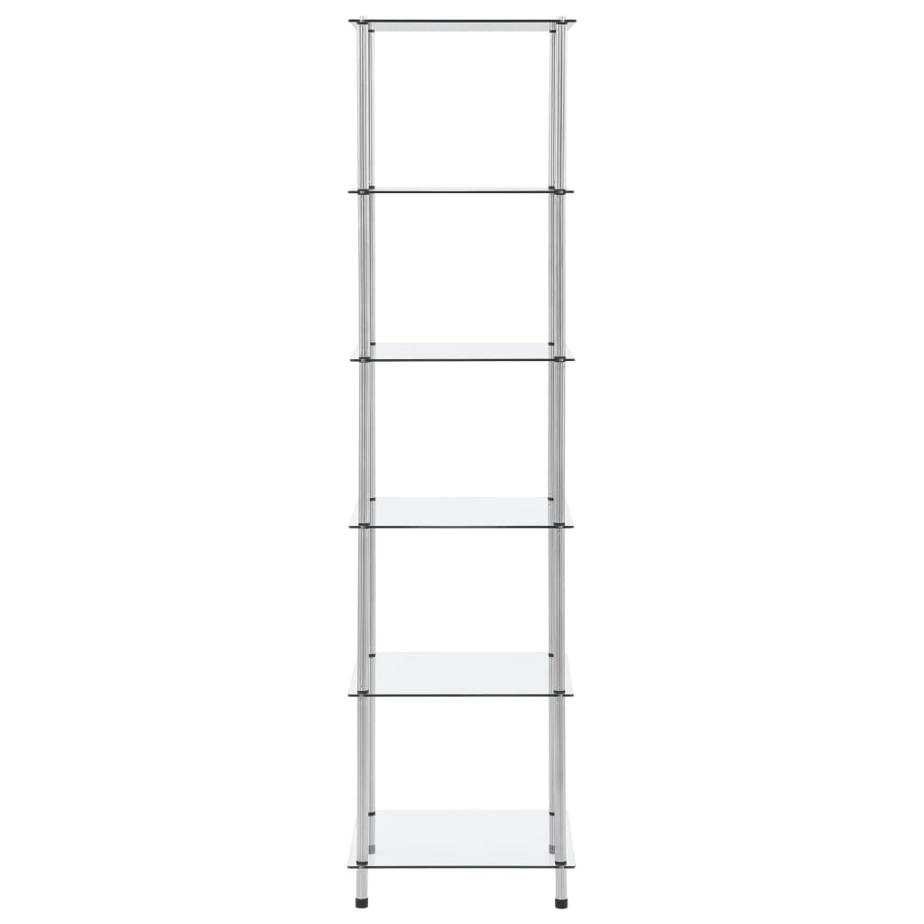 reol 6 hylder 40x40x160 cm hærdet glas transparent