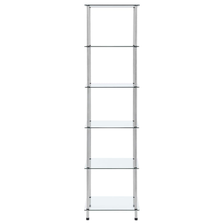 reol 6 hylder 40x40x160 cm hærdet glas transparent