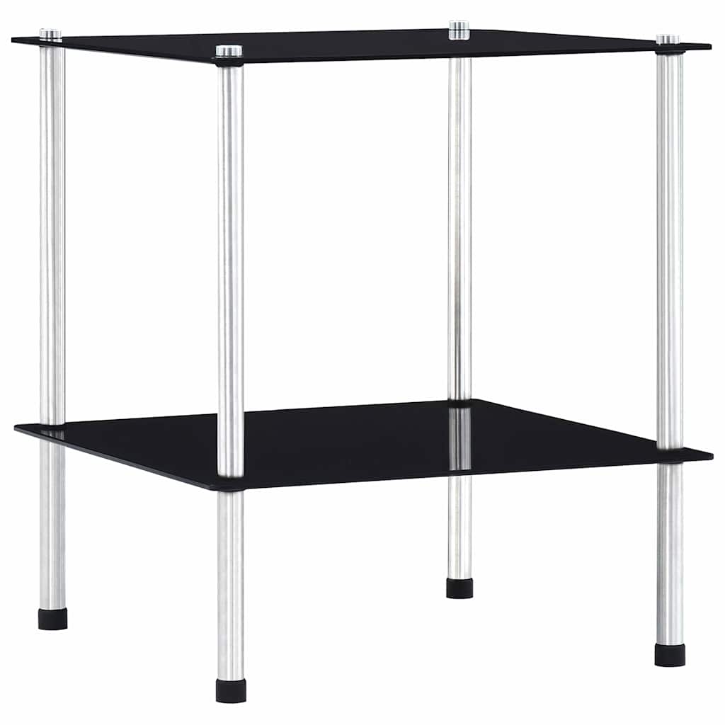 reol 2 hylder 40x40x47 cm hærdet glas sort