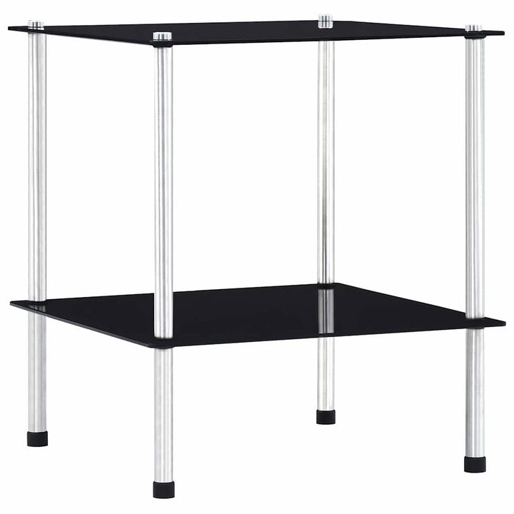 reol 2 hylder 40x40x47 cm hærdet glas sort