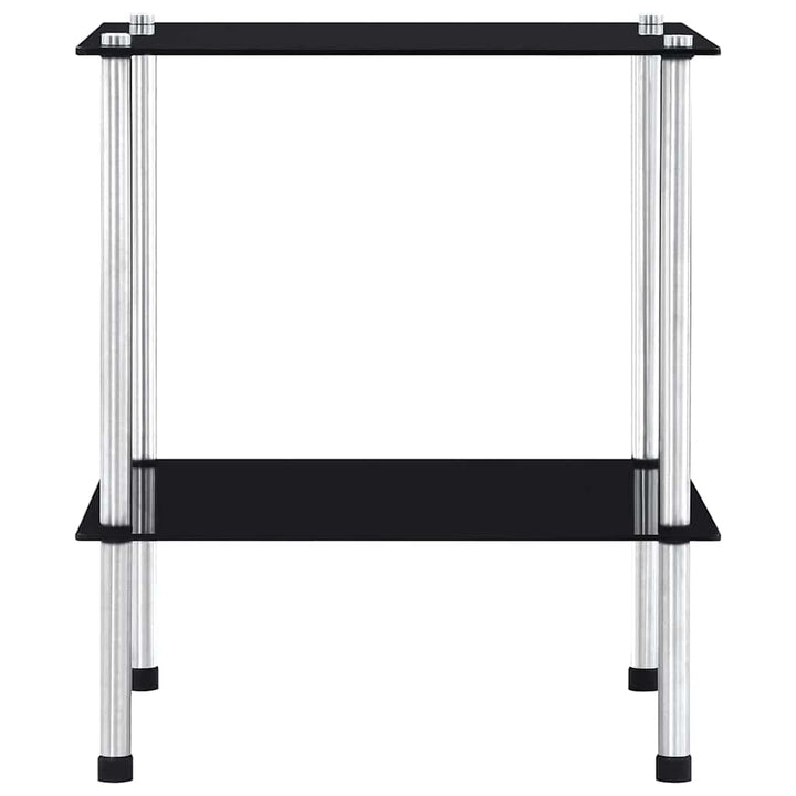 reol 2 hylder 40x40x47 cm hærdet glas sort