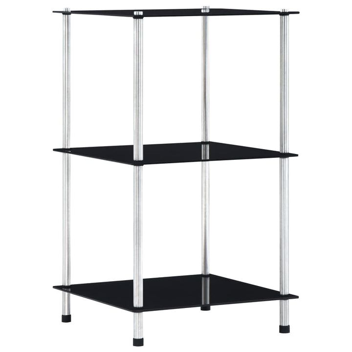 reol 3 hylder 40x40x67 cm hærdet glas sort