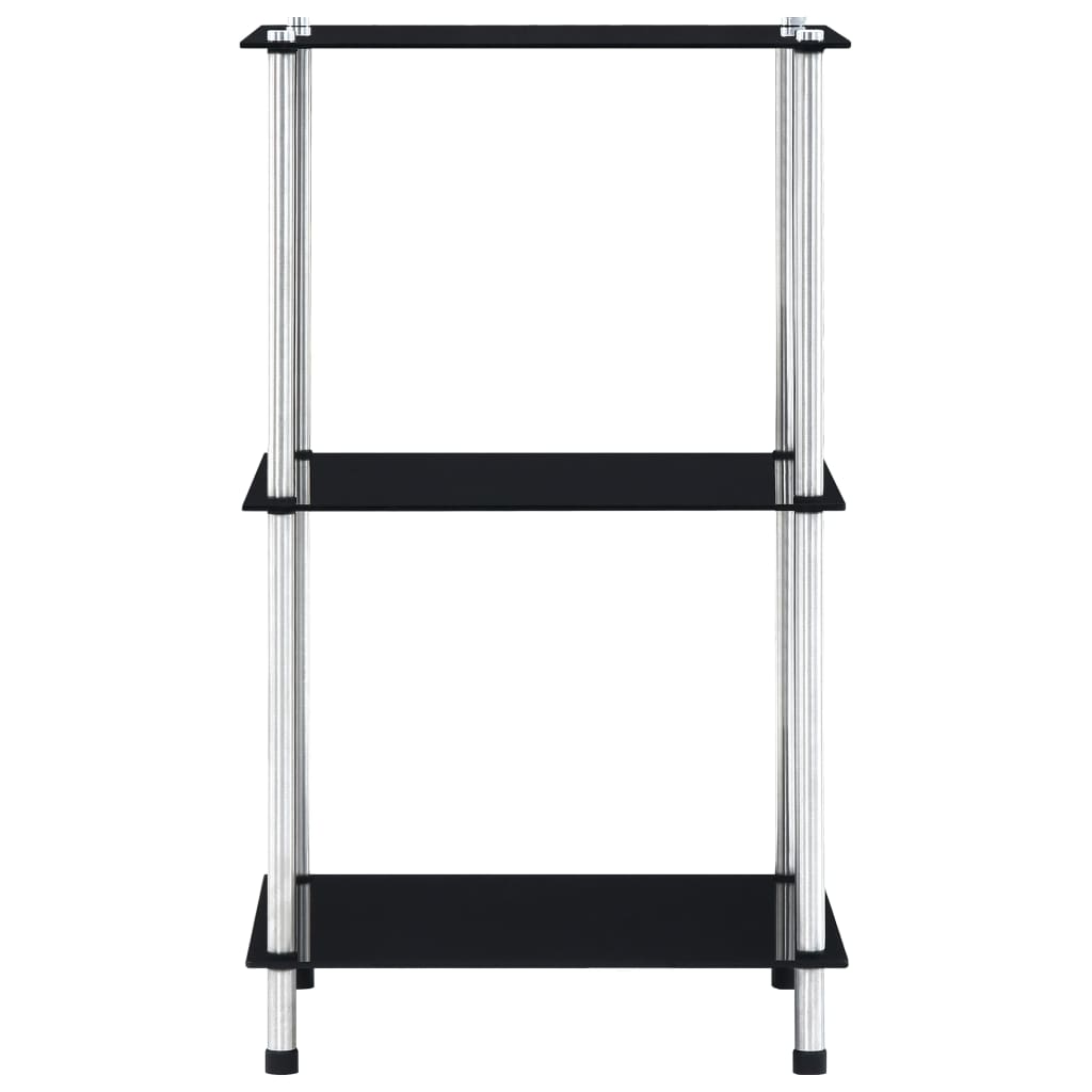 reol 3 hylder 40x40x67 cm hærdet glas sort