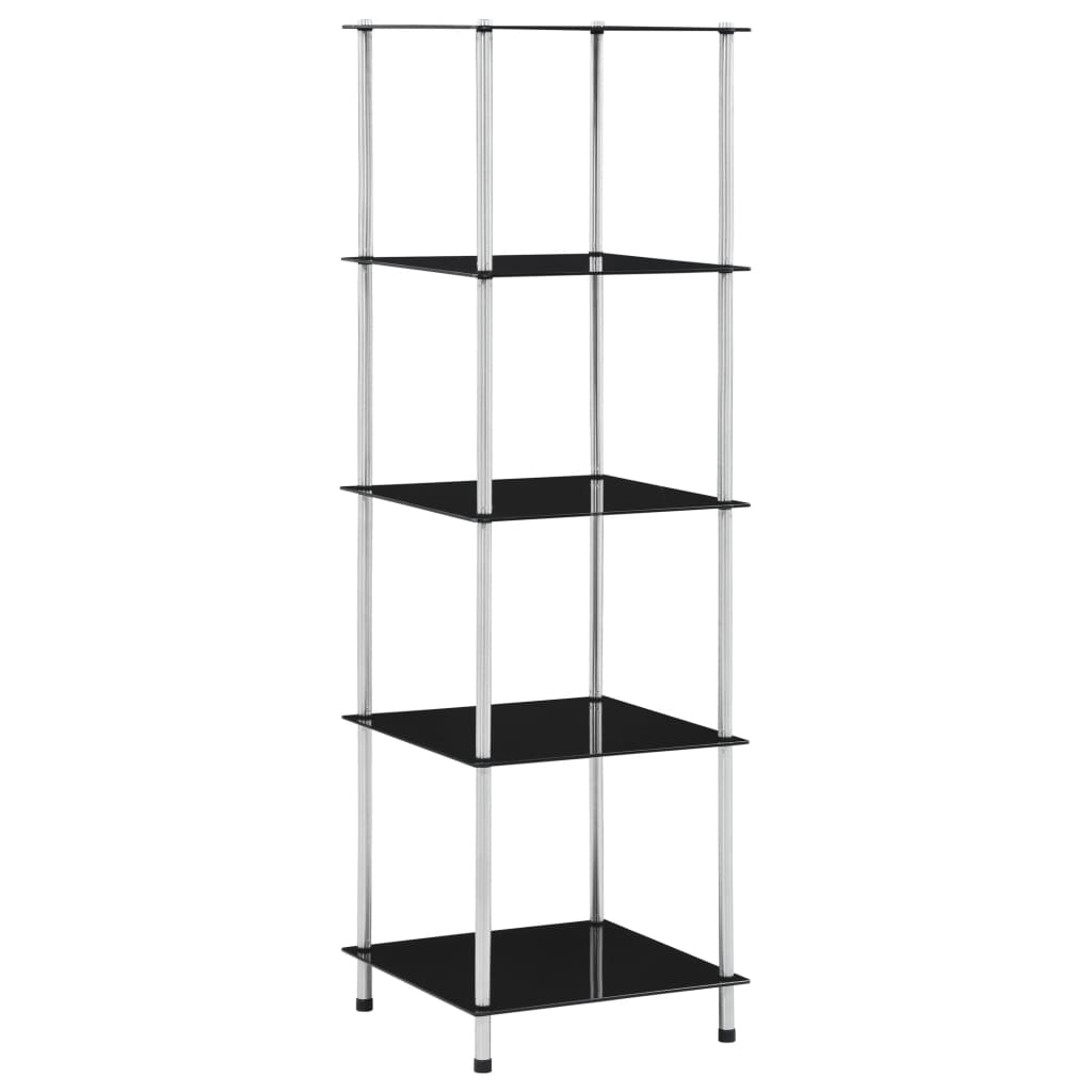 reol 5 hylder 40x40x130 cm hærdet glas sort