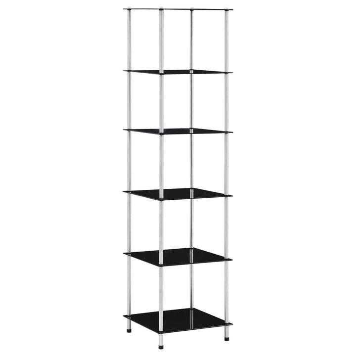 reol 6 hylder 40x40x160 hærdet glas sort
