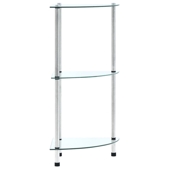 reol 3 hylder 30x30x67 hærdet glas transparent