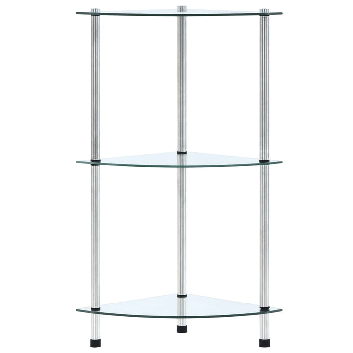 reol 3 hylder 30x30x67 hærdet glas transparent