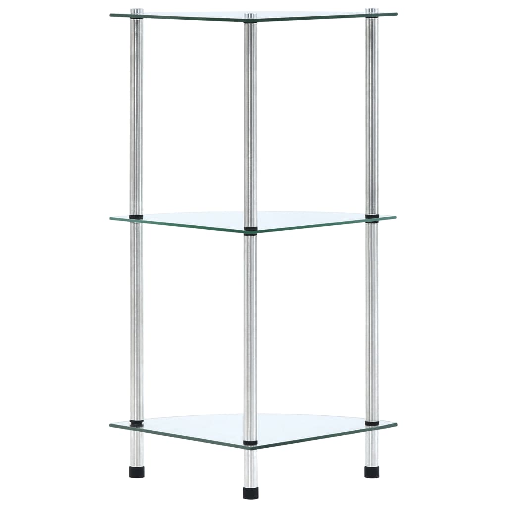 reol 3 hylder 30x30x67 hærdet glas transparent