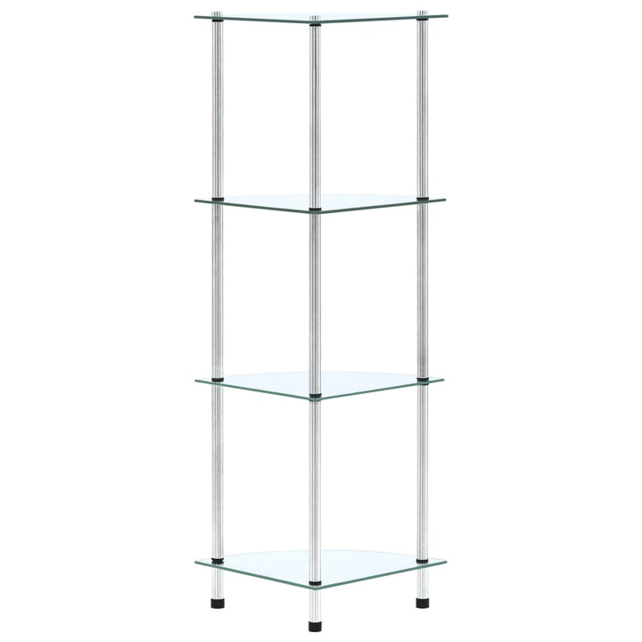 reol 4 hylder 30x30x100 cm hærdet glas transparent