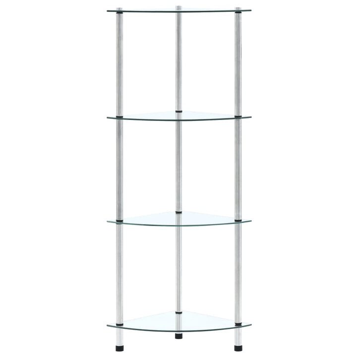 reol 4 hylder 30x30x100 cm hærdet glas transparent
