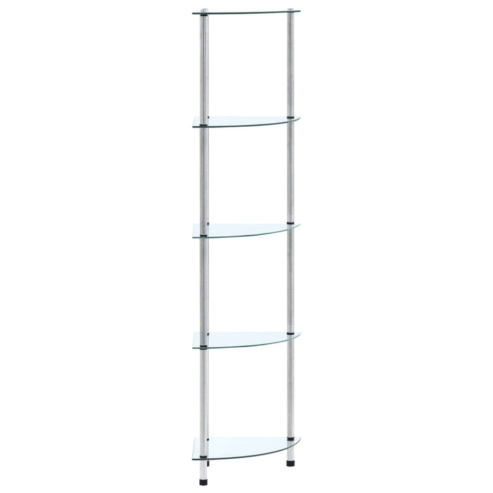 reol 5 hylder 30x30x130 hærdet glas transparent