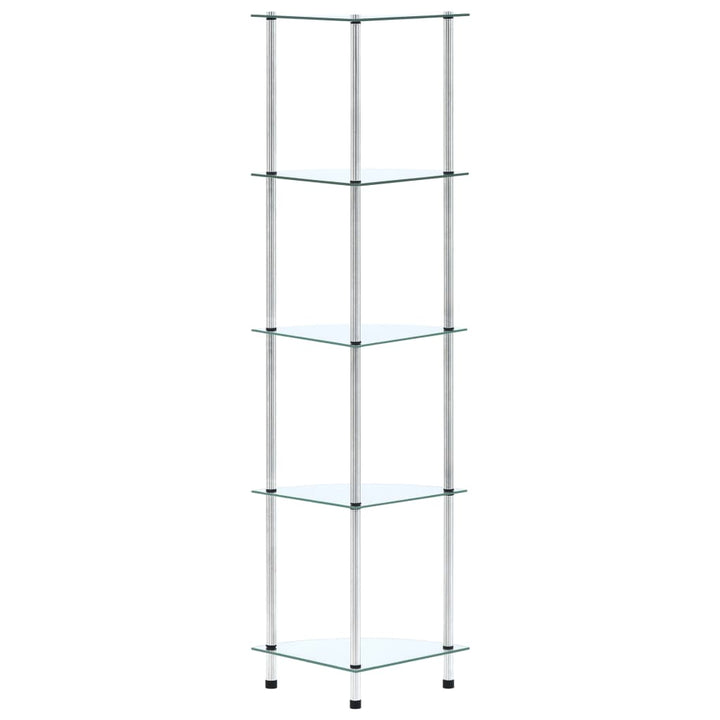 reol 5 hylder 30x30x130 hærdet glas transparent