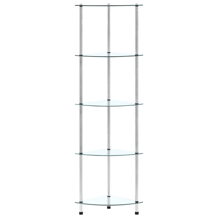 reol 5 hylder 30x30x130 hærdet glas transparent