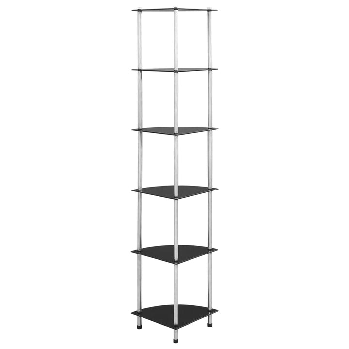reol 6 hylder 30x30x160 cm hærdet glas sort