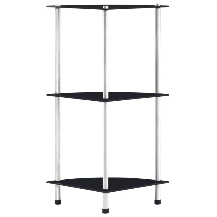 reol 3 hylder 30x30x67 cm hærdet glas sort