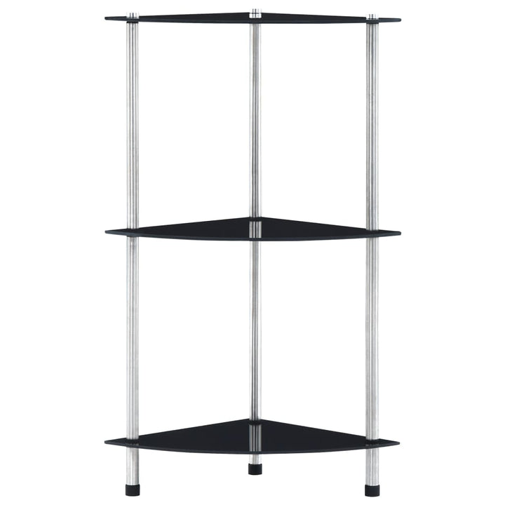 reol 3 hylder 30x30x67 cm hærdet glas sort
