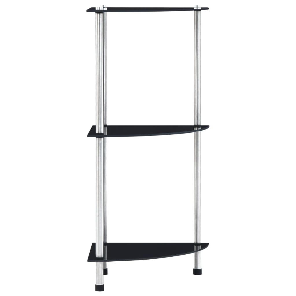reol 3 hylder 30x30x67 cm hærdet glas sort