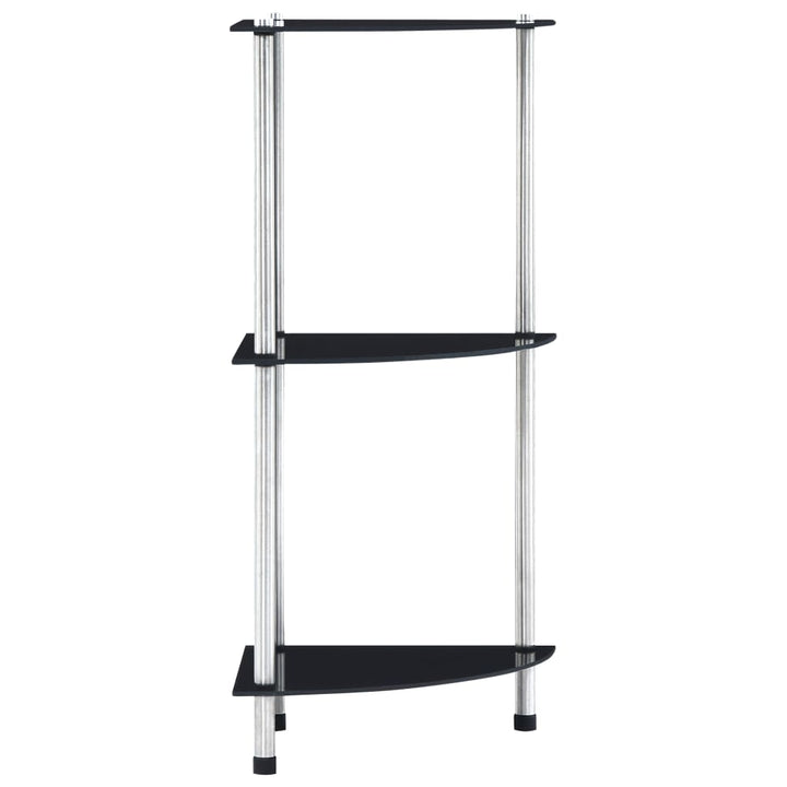 reol 3 hylder 30x30x67 cm hærdet glas sort