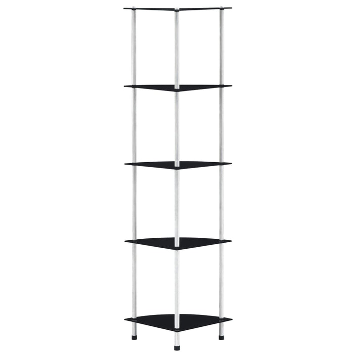 reol 5 hylder 30x30x130 cm hærdet glas sort
