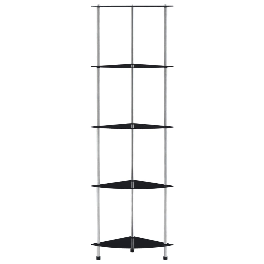 reol 5 hylder 30x30x130 cm hærdet glas sort
