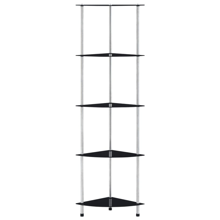 reol 5 hylder 30x30x130 cm hærdet glas sort