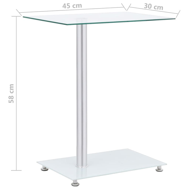 U-formet sidebord 45x30x58 cm hærdet glas transparent