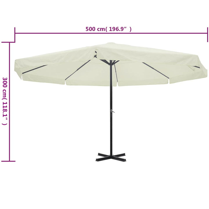 parasol 500 cm aluminium hvid