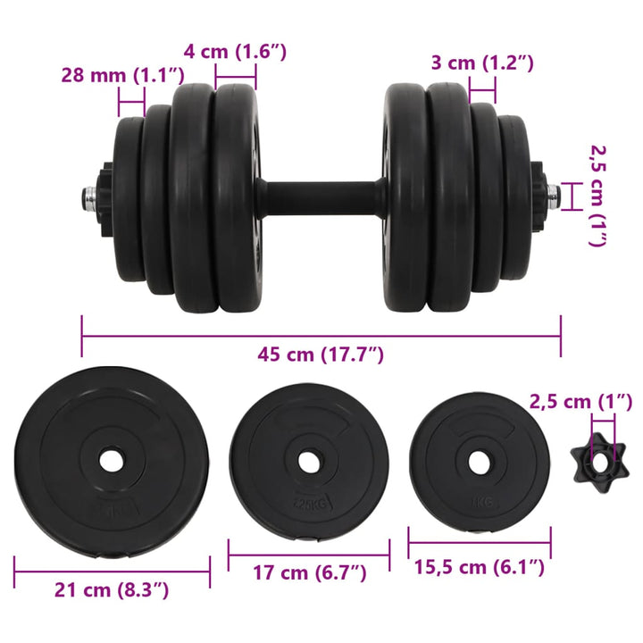 1 x håndvægte 15 kg.