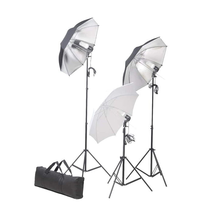 belysningssæt til fotostudio m. stativer og paraplyer 24 watt