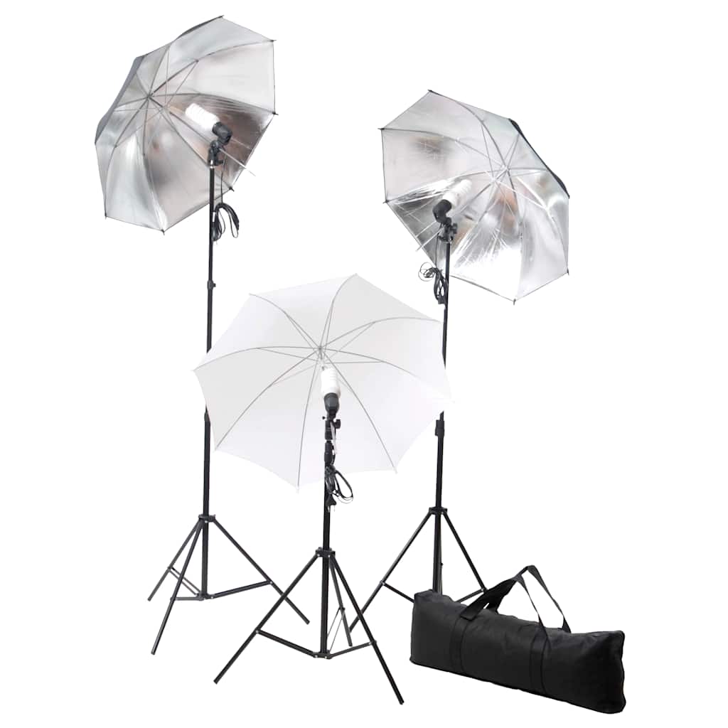 belysningssæt til fotostudio m. stativer og paraplyer 24 watt