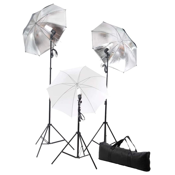 belysningssæt til fotostudio m. stativer og paraplyer 24 watt