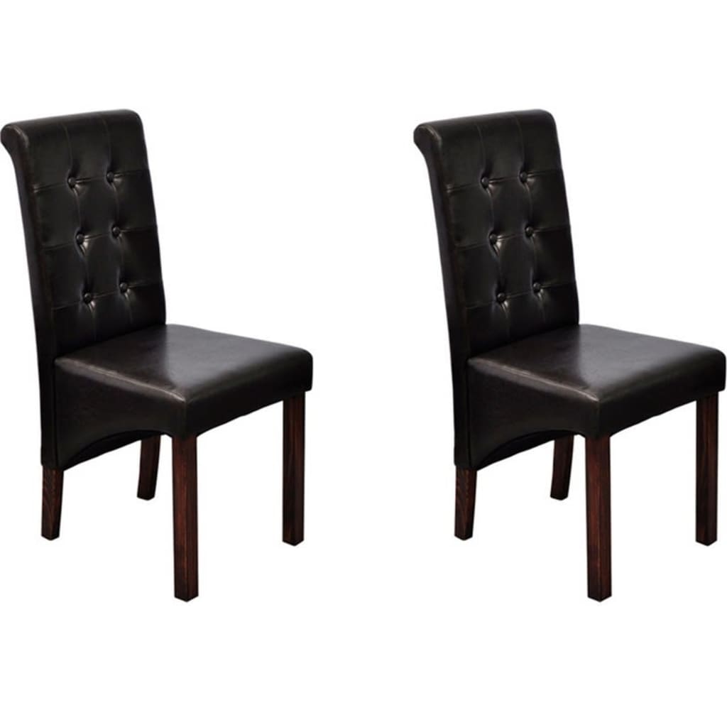 spisebordsstole 2 stk. kunstlæder brun