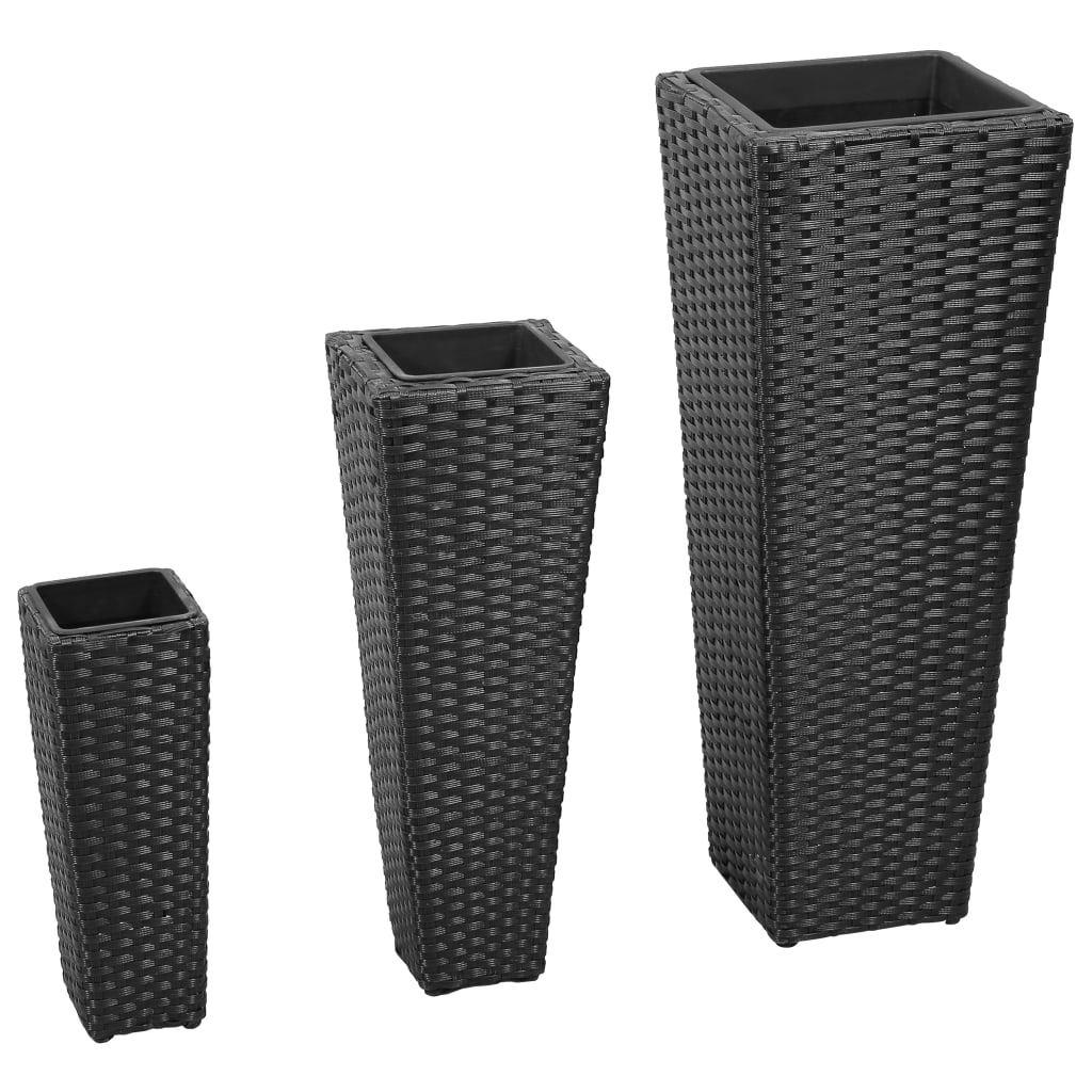 plantekrukker 3 stk. polyrattan sort