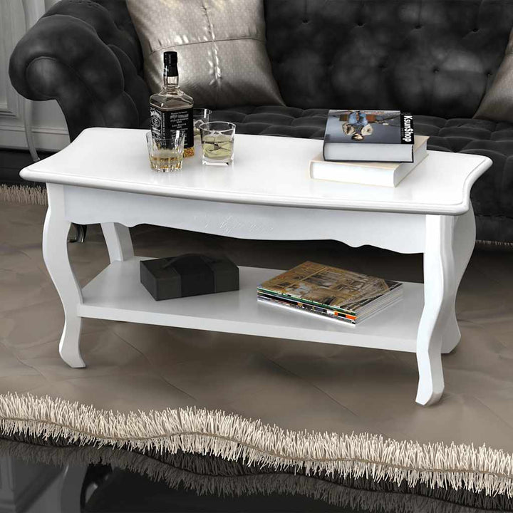 sofabord 2 niveauer MDF hvid