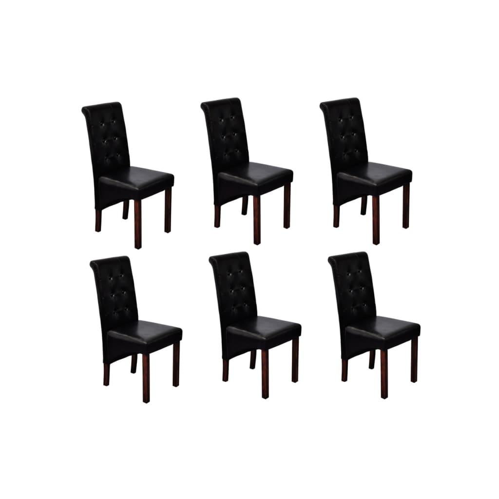 spisebordsstole 6 stk. kunstlæder sort