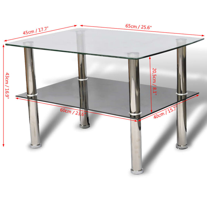 sofabord 2 niveauer glas