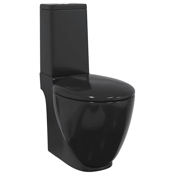 keramisk toilet med afløb bagpå sort