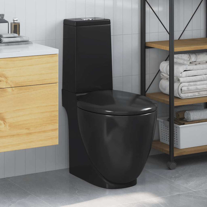 keramisk toilet med afløb bagpå sort