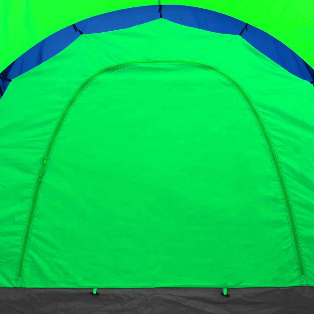 9-personers campingtelt stof blå og grøn