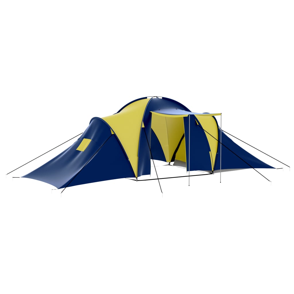 campingtelt til 9 personer stof blå og gul