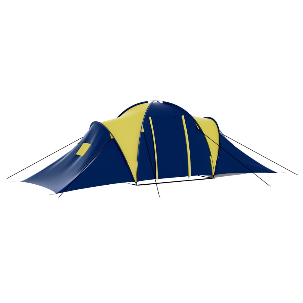 campingtelt til 9 personer stof blå og gul