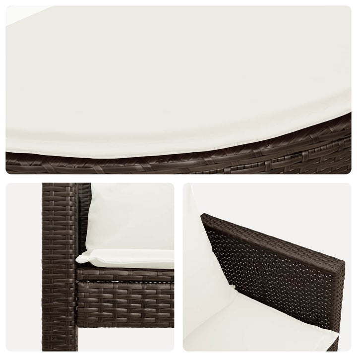 haveseng med parasol polyrattan brun