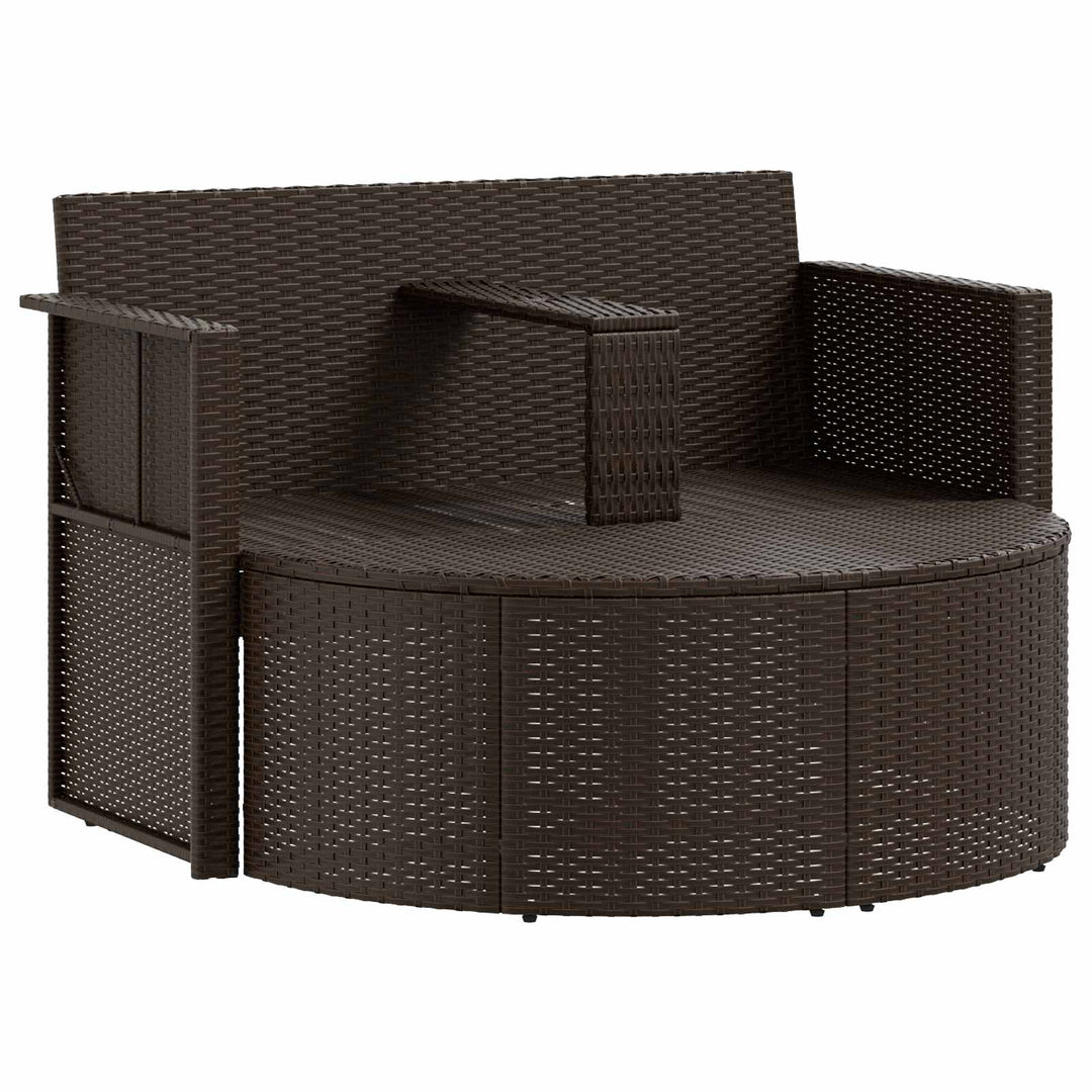 haveseng med parasol polyrattan brun
