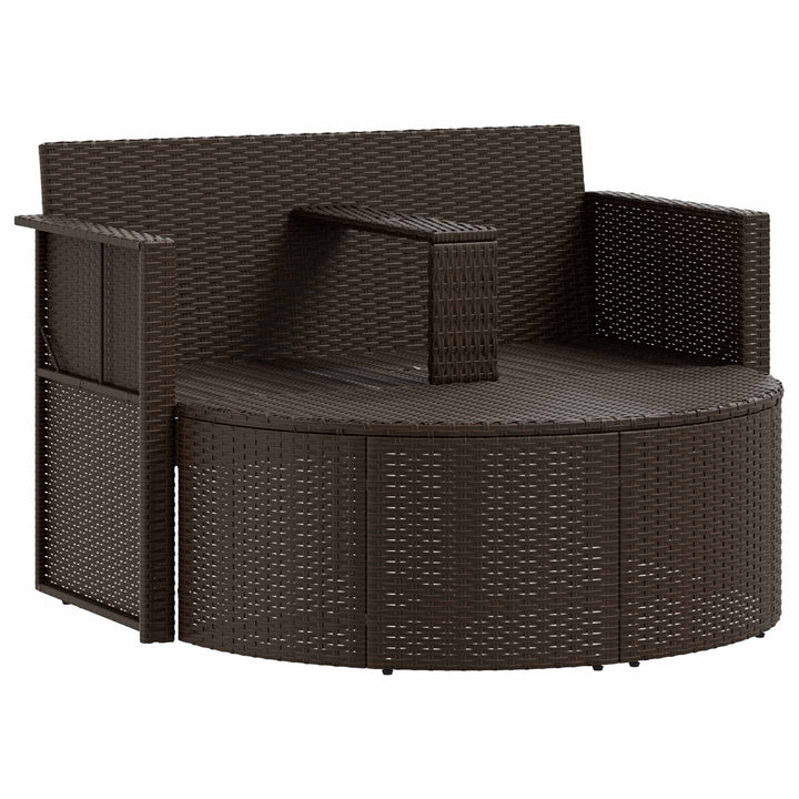 haveseng med parasol polyrattan brun